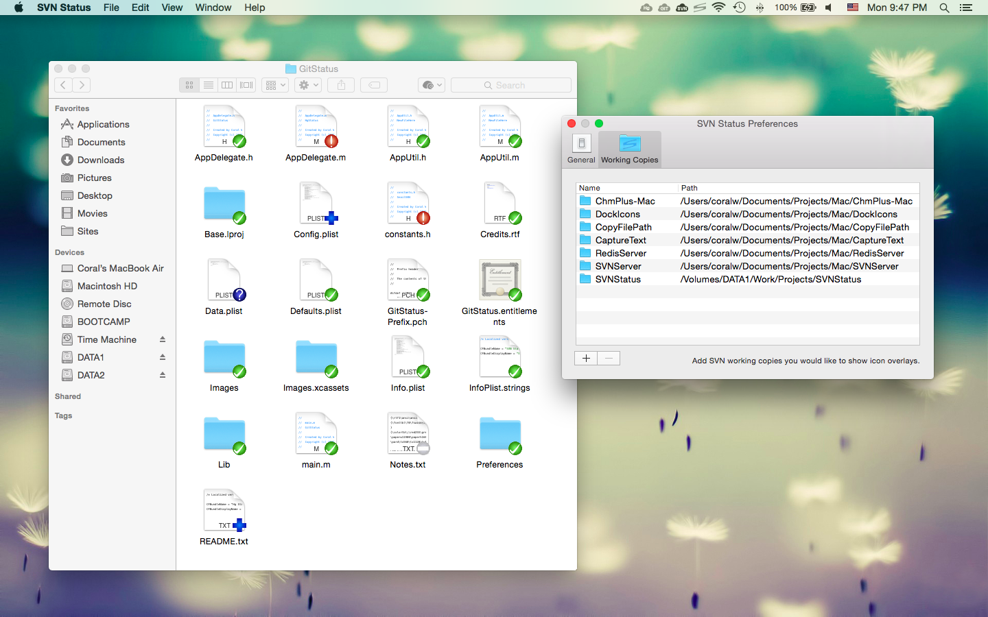 SVN Status for Mac OS X