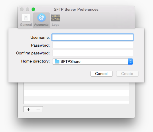 SFTP Server create account